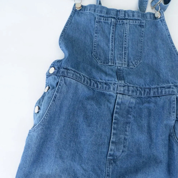 French Connection Blue Shadow Dungarees Denim Overalls Med - Picture 10 of 16